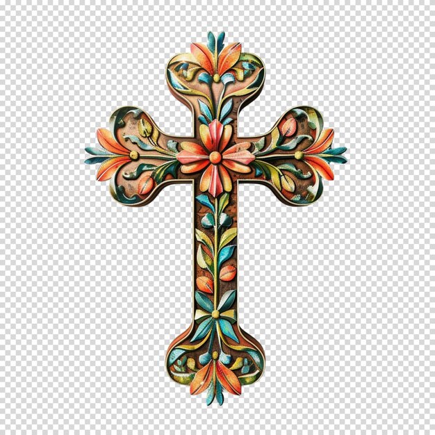 PSD croce crocifissa simbolo religioso cristiano isolato su uno sfondo trasparente
