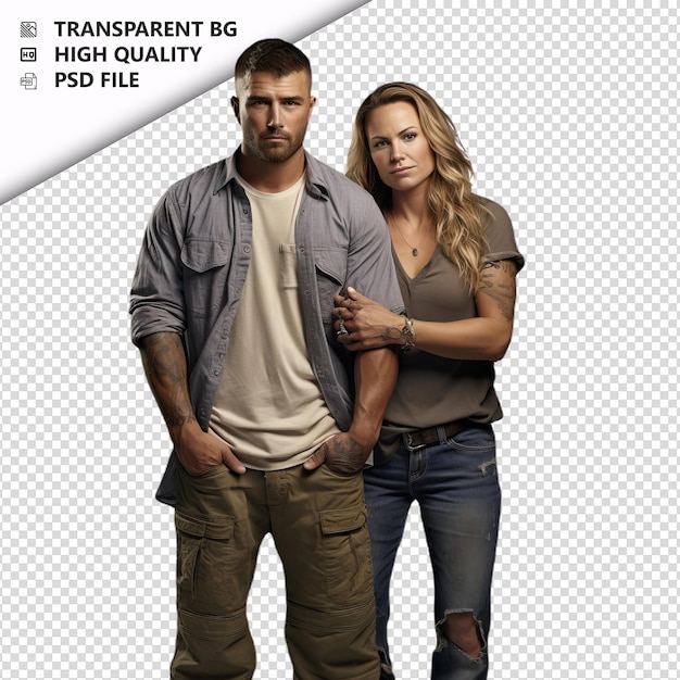 PSD cruel american couple ultra realistic style white backgro