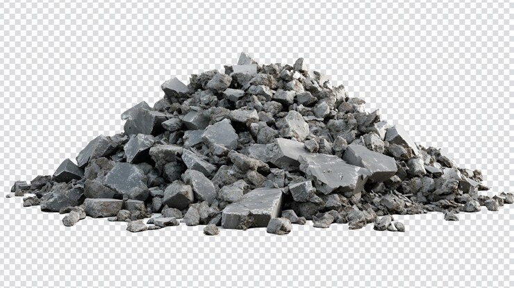 PSD crumbled concrete pile demolition debris construction waste