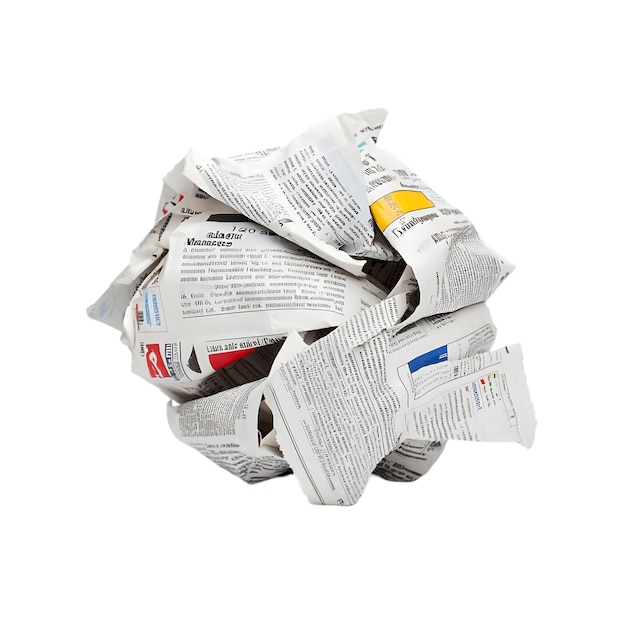 crumbled newspaper ball concept of waste recycling or paper waste management keywords 50