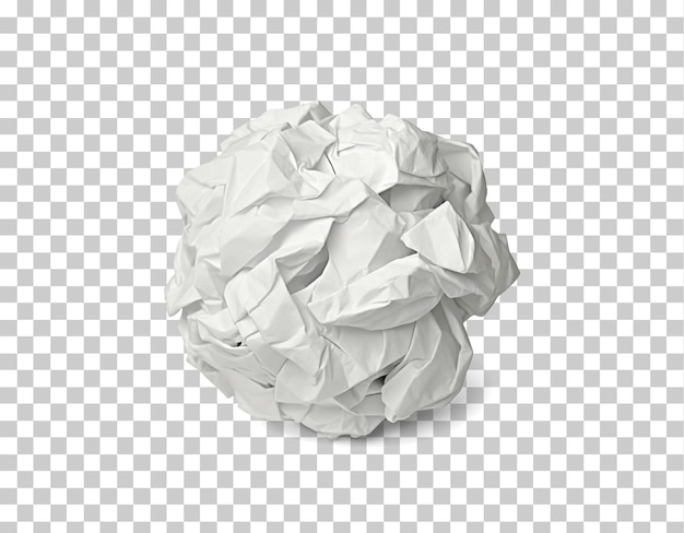 Crumbled paper ball isolated on transparent background png psd