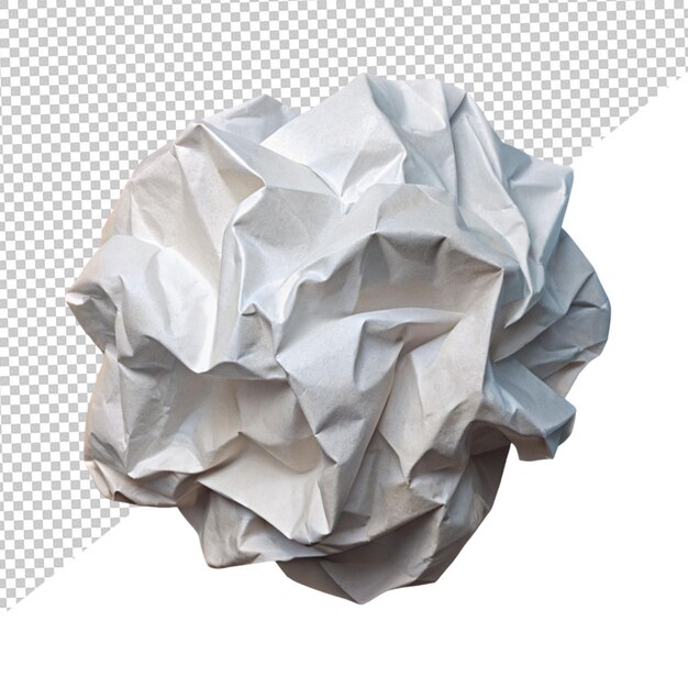 PSD crumped white paper on transparent background