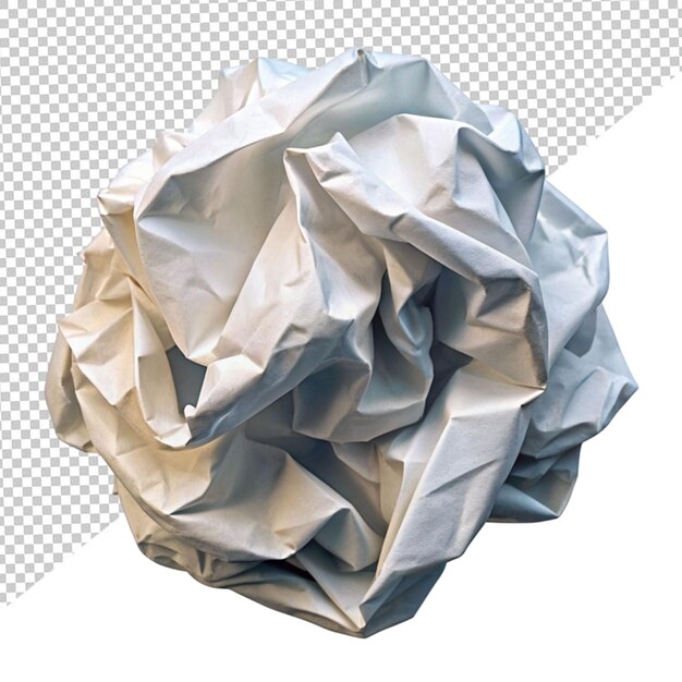 Crumped white paper on transparent background