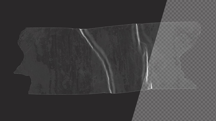 PSD crumpled glue plastic tape piece