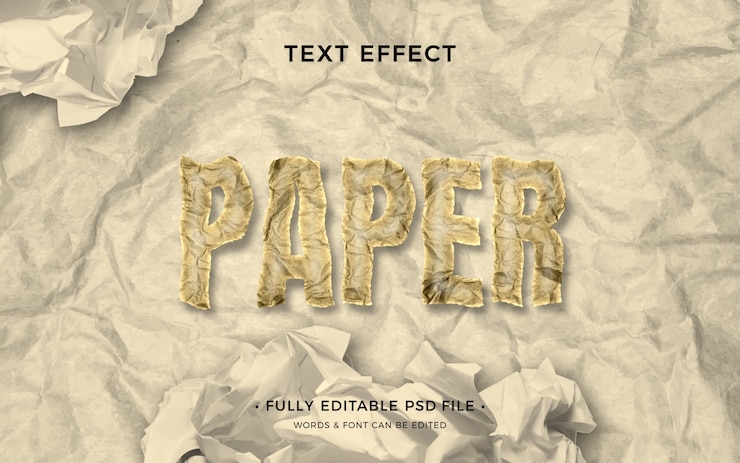 PSD crumpled paper text effect