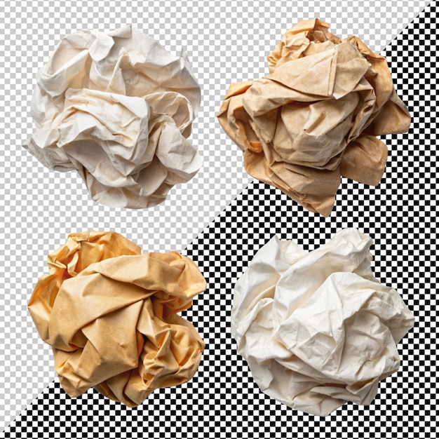 PSD crumpled paper on transparent background