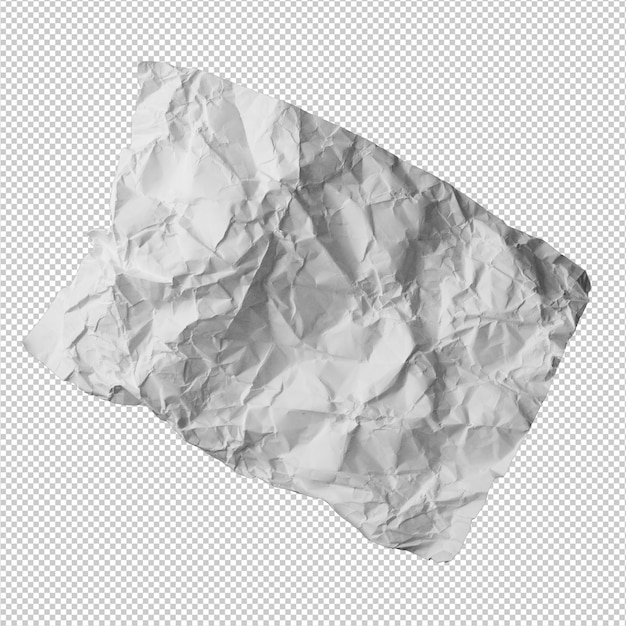 PSD crumpled paper over white background