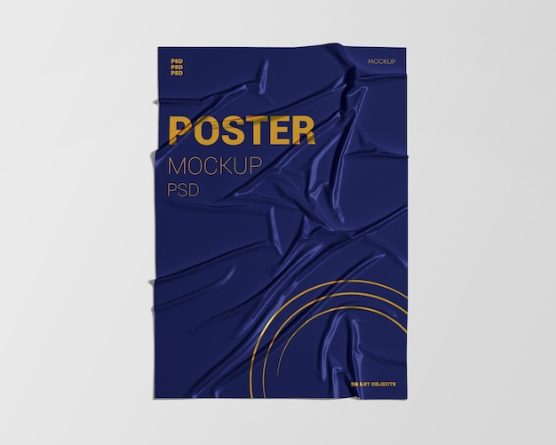 PSD crumpled poster mockup