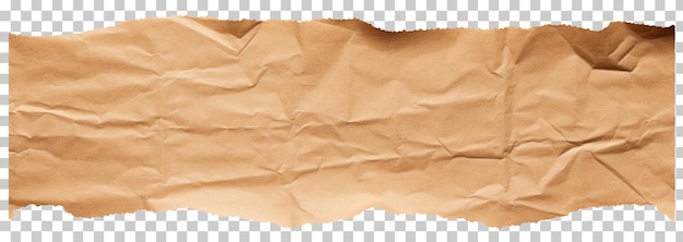 Crumpled ripped blank brown cardboard paper isolated on transparent background png psd