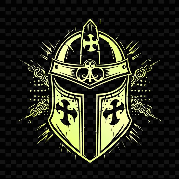 PSD crusader knights sigil logo with crosses and chainmail for d creative tribal vector designs