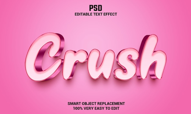 Crush 3d efekt stylu tekstu premium psd z tłem