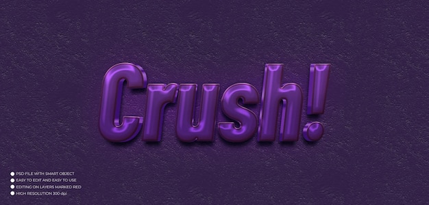 Crush paarse teksteffect bewerkbare lettertypestijl