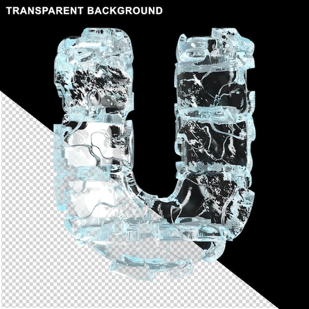 Crushed ice letters. 3d letter u