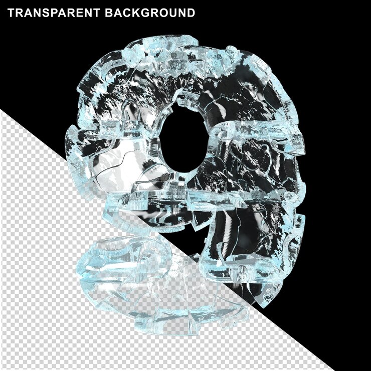PSD crushed ice numbers. 3d number 9