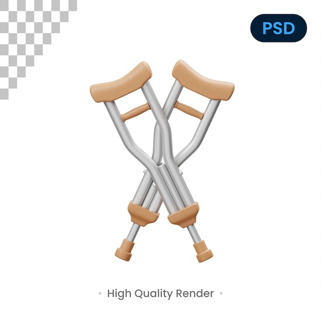 PSD 松葉杖 3 d アイコン premium psd