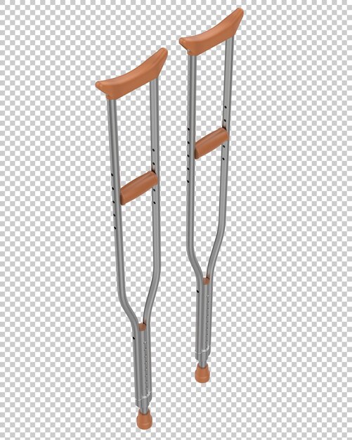 Crutches on transparent background 3d rendering illustration