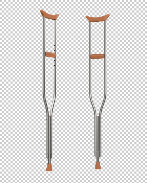 PSD crutches on transparent background 3d rendering illustration