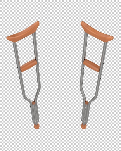 Crutches on transparent background 3d rendering illustration