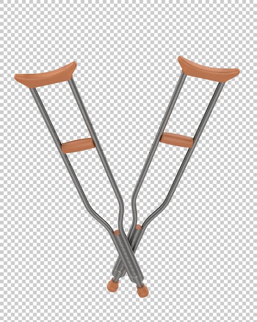 PSD crutches on transparent background 3d rendering illustration