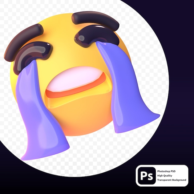 Crying emoji in 3d render for graphic asset web or presentation