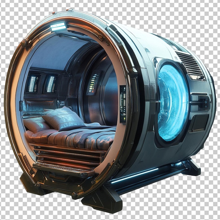 PSD a cryogenic chamber clipart spaceship item on transparent background