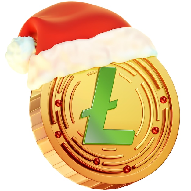 크립토 크리스마스  3d 크리스마스 라이트코인 동전 아이콘