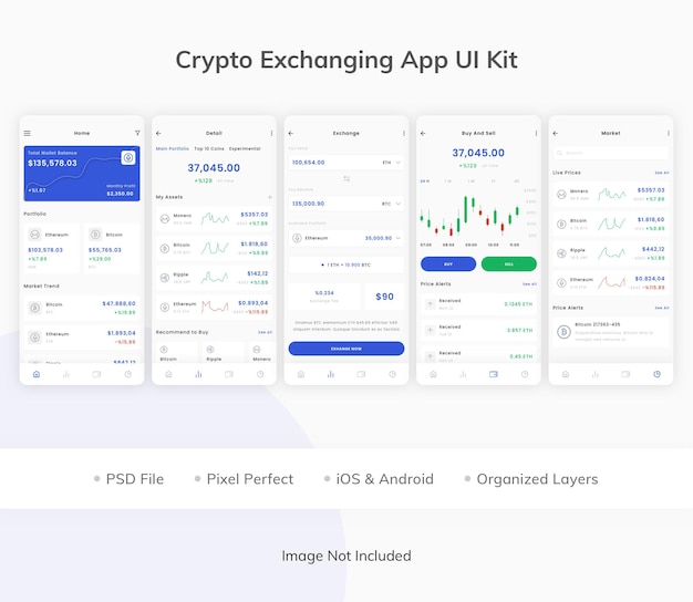 PSD crypto exchange app ui kit
