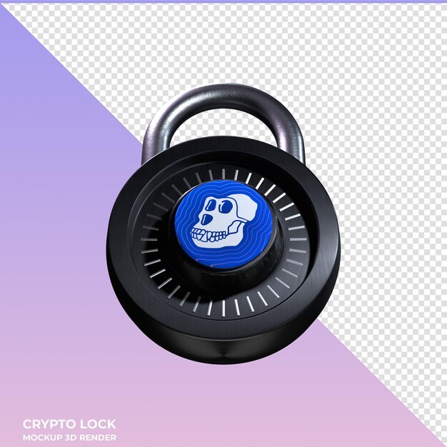 PSD crypto lock apecoin ape 3d icon