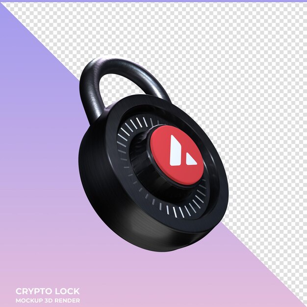 Iconica 3d di crypto lock avalanche avax