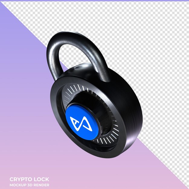 PSD crypto lock axie infinity axs 3d icon