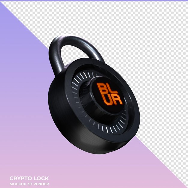 PSD crypto lock blur 3d icon