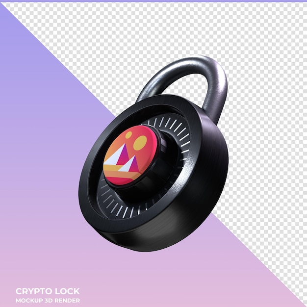 PSD crypto lock decentraland mana 3d icon