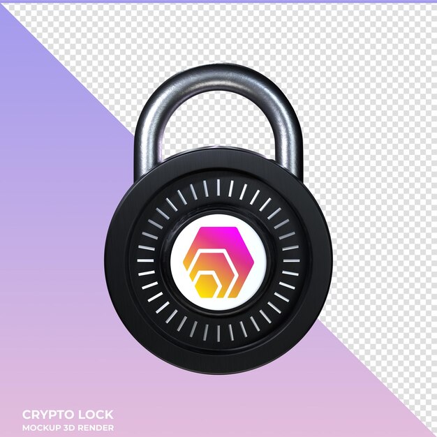 PSD crypto lock hex 3d icon