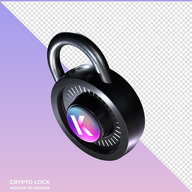 PSD crypto lock kadena kda 3d icon