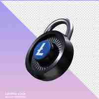 PSD crypto lock litecoin ltc 3d icon