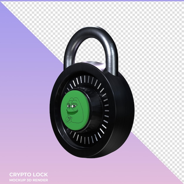 Crypto lock pepe 3d icon