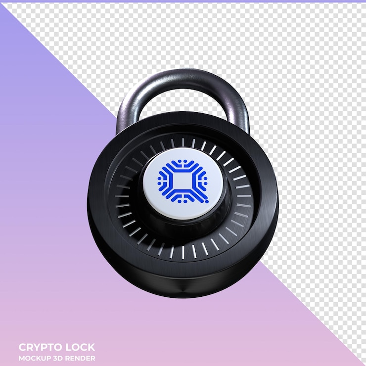 PSD crypto lock qtum 3d icon