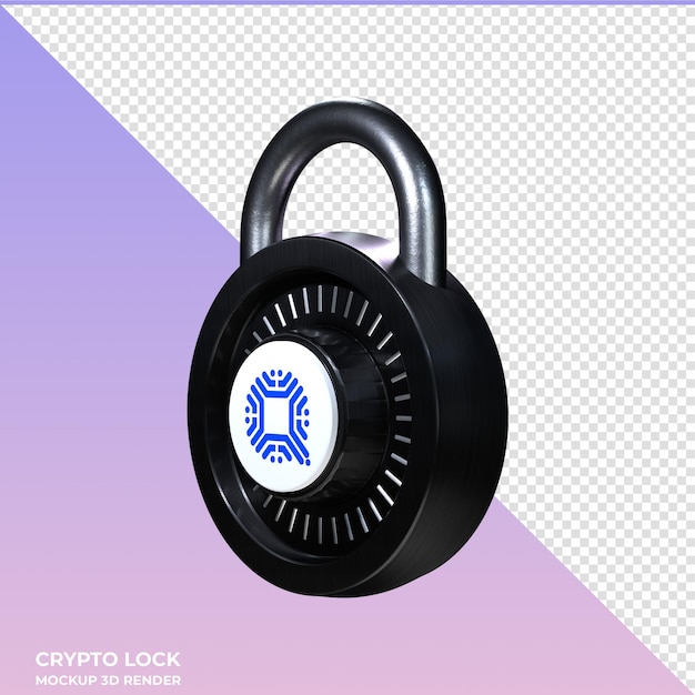 Crypto lock qtum 3d icon