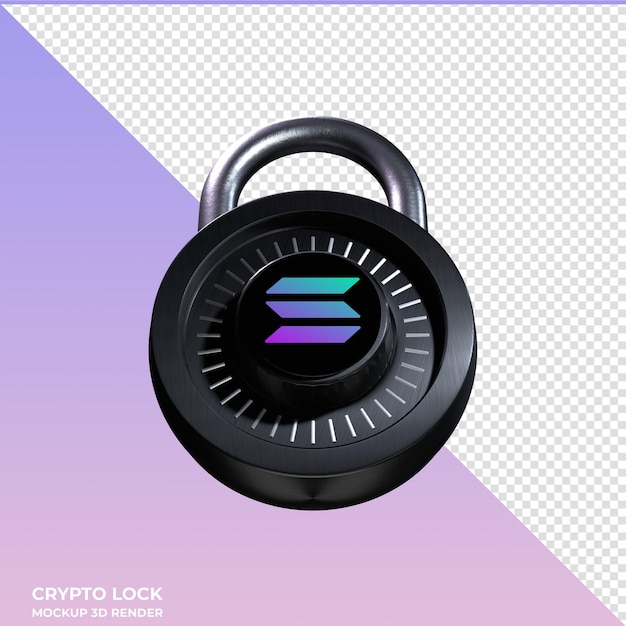 PSD crypto lock solana sol 3d icon