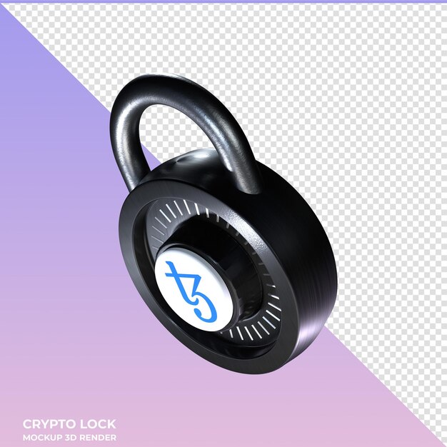 PSD iconica 3d di crypto lock tezos xtz