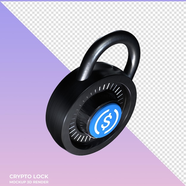 Crypto lock usd coin usdc 3d icon