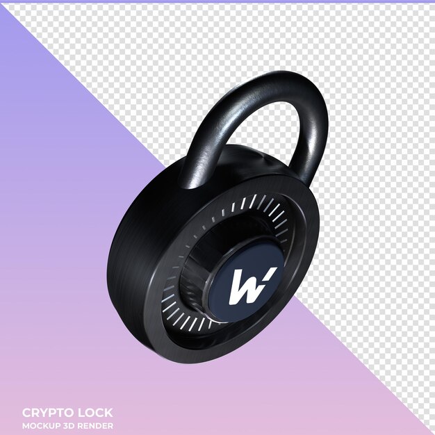 PSD crypto lock woo network woo 3d icon