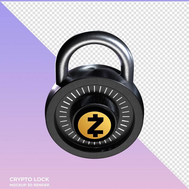 PSD crypto lock zcash zec 3d icon