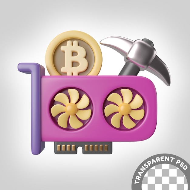 PSD crypto mining 3d illustration icon