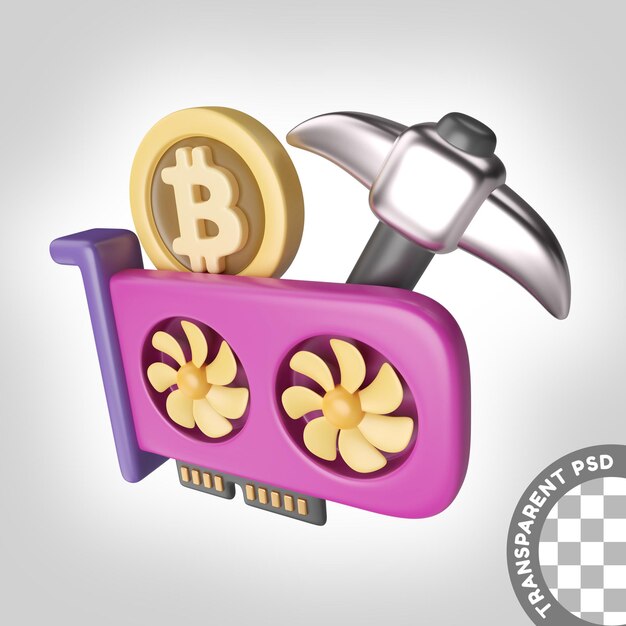 PSD crypto mining 3d ilustracja ikona