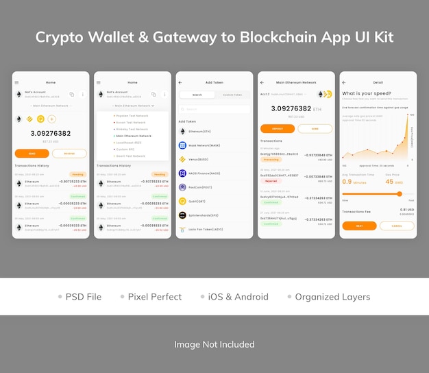 PSD crypto wallet amp gateway to blockchain app ui kit