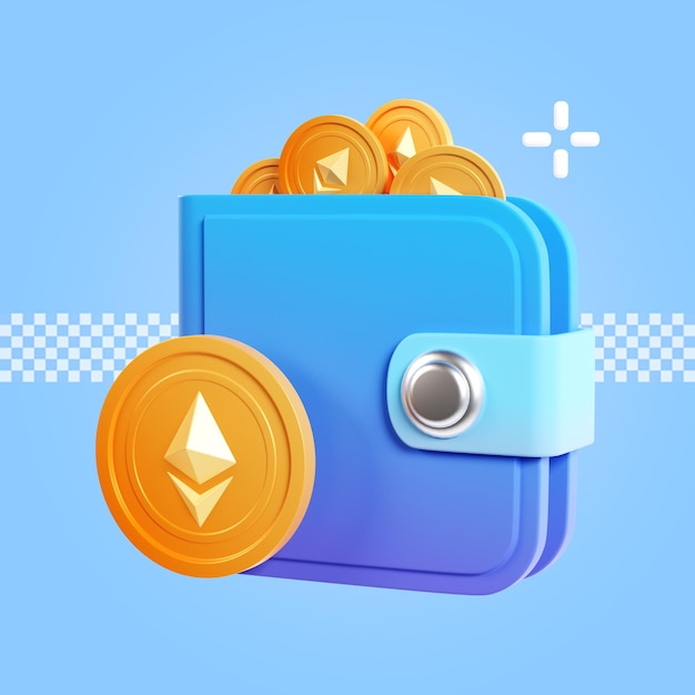 crypto wallet icon 3d render illustration isolated premium psd