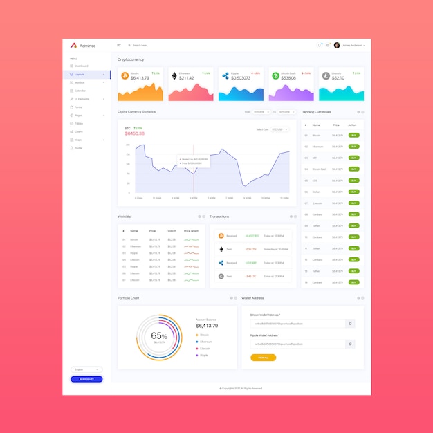 PSD cryptocurrency admin dashboard