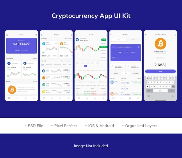 Cryptocurrency app ui kit