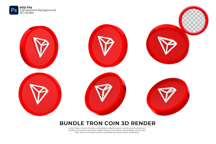 PSD cryptocurrency bundle tron 3d render